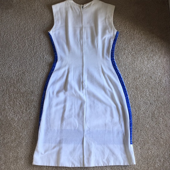 VINTAGE White Dress with Blue Embroidery - Picture 7 of 7